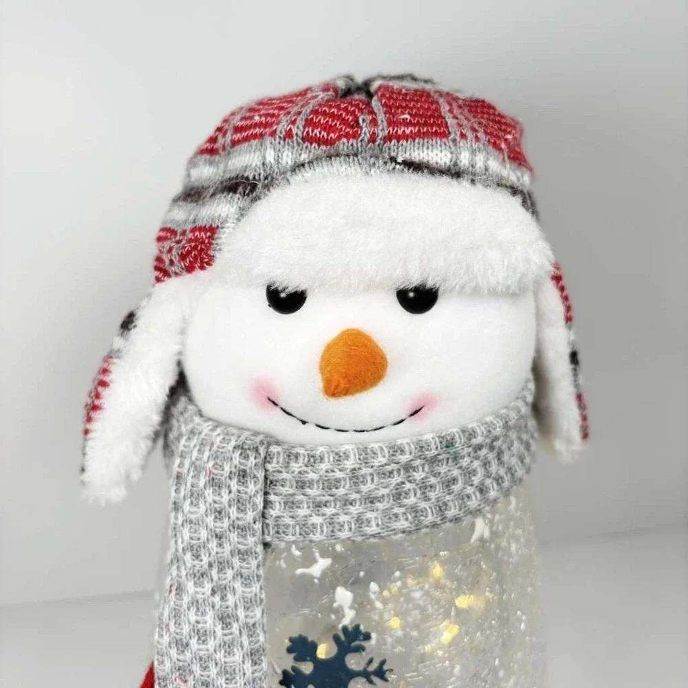 Heritage Home Holiday LED Handcrafted Snowman Crackle Glass Lamp 14